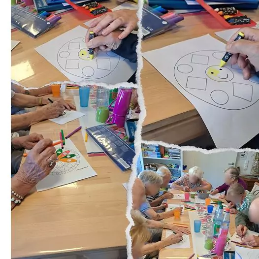 Große Mal- und Bastelrunde in der Tagespflege.